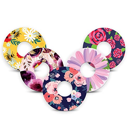 ExpressionMed - Adhesive Patch for Libre 3 & Libre 3 Plus (5-Pack) - Made in The USA, Waterproof, Split Backing, CGM Tape (Wildflower)