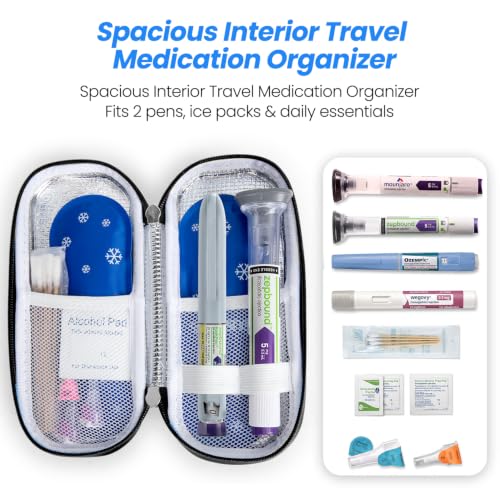 Image of YOUSHARES GLP-1 Cooler Travel Case for 2 Zepbound, Mounjaro & Insulin Pens | 2 TSA Approved Ice Packs, Fits GLP-1 Pens & Diabetes Supplies, Insulated Medicine Cooling Bag for Medication Storage & Travel