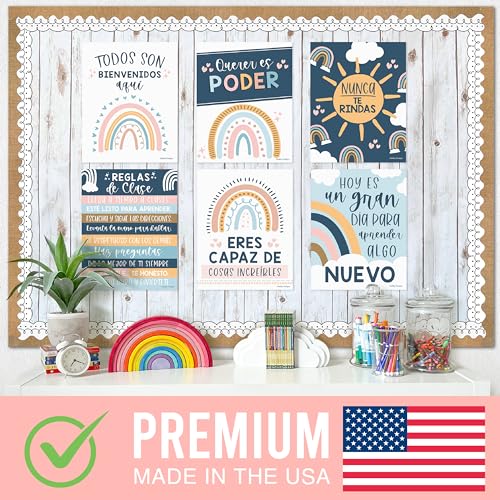 Hadley Designs 6 Spanish Classroom Decorations – Spanish Posters for Classroom, High School Decorations, Motivational Wall Art for Teachers and Students - Boho Motivational Decor - Image 3