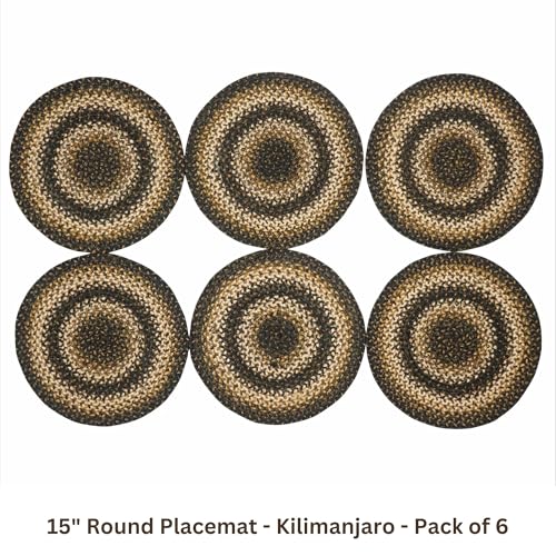 Homespice-Kilimanjaro-Black-Gold-Round-Placemats-Premium-Primitive-Placemats-to-Use-as-Round-Woven-Placemats-Absorbs-Spills-Easy-to-Clean-Thick-Dining-Table-Placemats-Set-of-6-15-Inches Homespice Kilimanjaro Black Gold Round Placemats Premium Primitive Placemats to Use as Round Woven Placemats Absorbs Spills Easy to Clean Thick Dining Table Placemats Set of 6 15 Inches