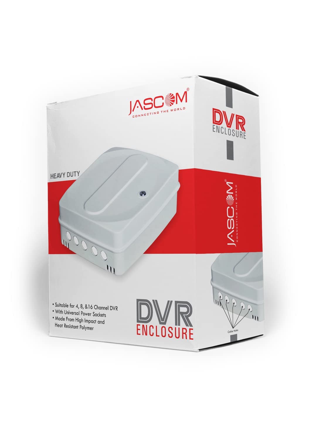 JASCOM® DVR Rack Junction Box For 4CH/8CH/16CH, DVR, NVR, PoE Switch (Indoor/Outdoor, IP65 Rated, Pack of 1) with ABS Plastic, PVC, Rubber Finish, Includes Screws and Fasteners for Rack Mounting