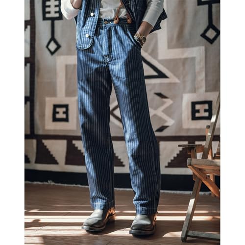 Retro 1920s Wabash Stripe Railroad Work Pants2