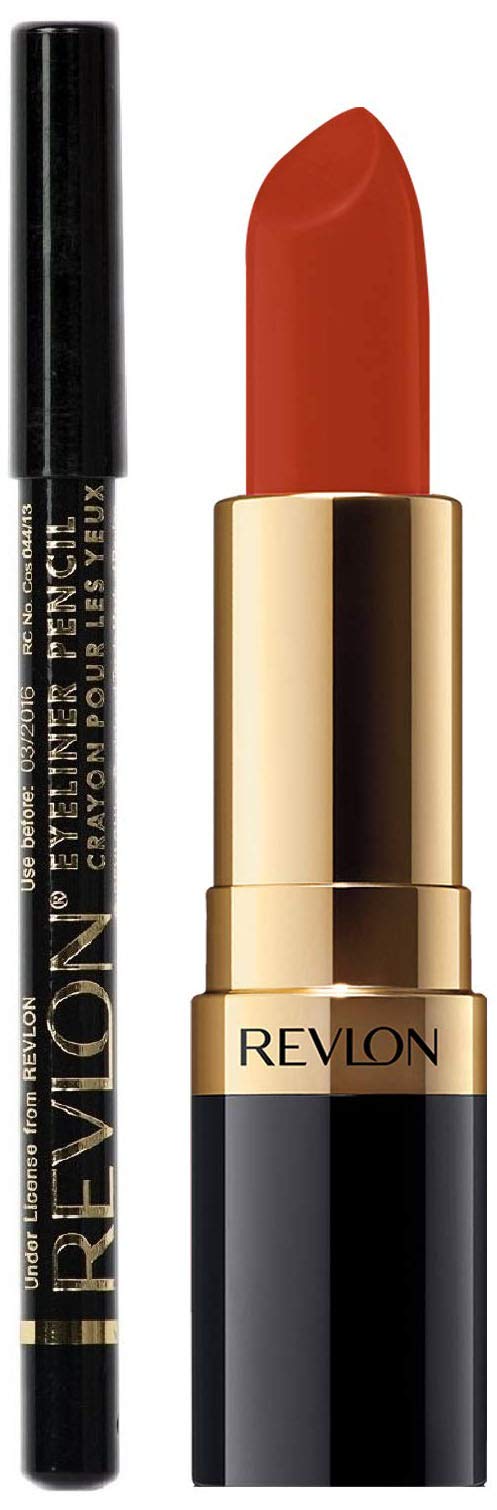 Revlon Super Lustrous Matte Lipsticks, Look At Me, 4.2g with free Revlon Kohl Kajal Eye Liner Pencil With Sharpener, Black, 1.14g