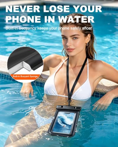 2 Pack Floating IP68 Waterproof Phone Pouch, Dry Bag Fits Phones up to 7.4" - image 2