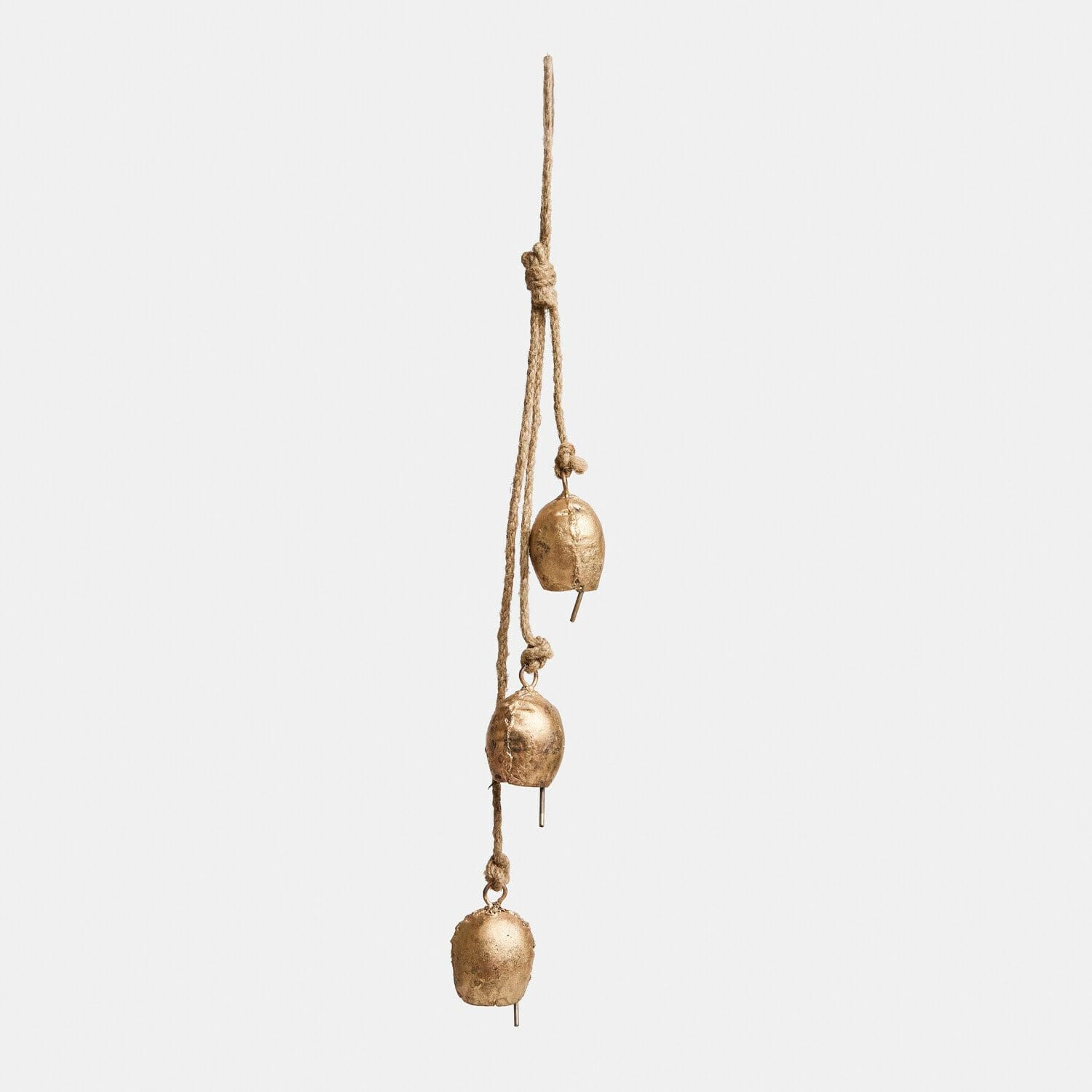 Loberon Glocke 3er Set Orelli - Angenehmer Klang - Rustikal & Festlich Zugleich - Dekoration - Eisen - Jute, antikgold