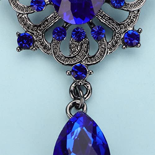 Image of Kercisbeauty Blue Rhinestones Small Black Brooch for Unisex Women Men Dress Suit Brooches Pin Bling Jewelry for Special Occasion (Blue)