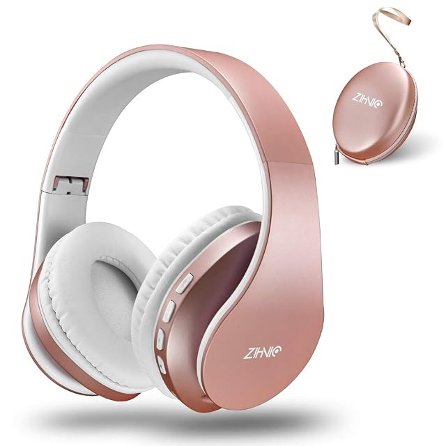 ZIHNIC Bluetooth Headphones Over-Ear Foldable Wireless and Wired Stereo Headset Micro SD TF FM for Cell Phone PC