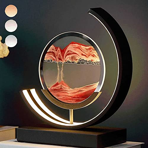 Cadre Sable Mouvant 3D avec Lumières LED, Peinture De Sable Qui Coule 3D Sablier De Cadre De Sable en Verre,Cadeau de Vacances Créatifs Cover