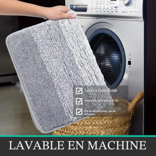 Tapis de bain en microfibre lavable en machine extra épais - 8
