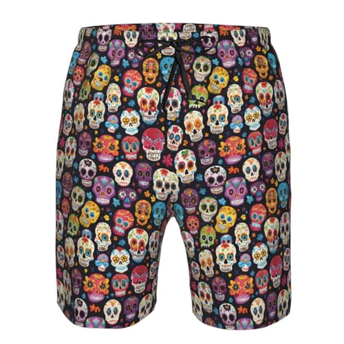Sugar Skulls Print Print Stylish Beach Shorts Swim Trunks Lightweight Breathable Summer Outdoor Activities4