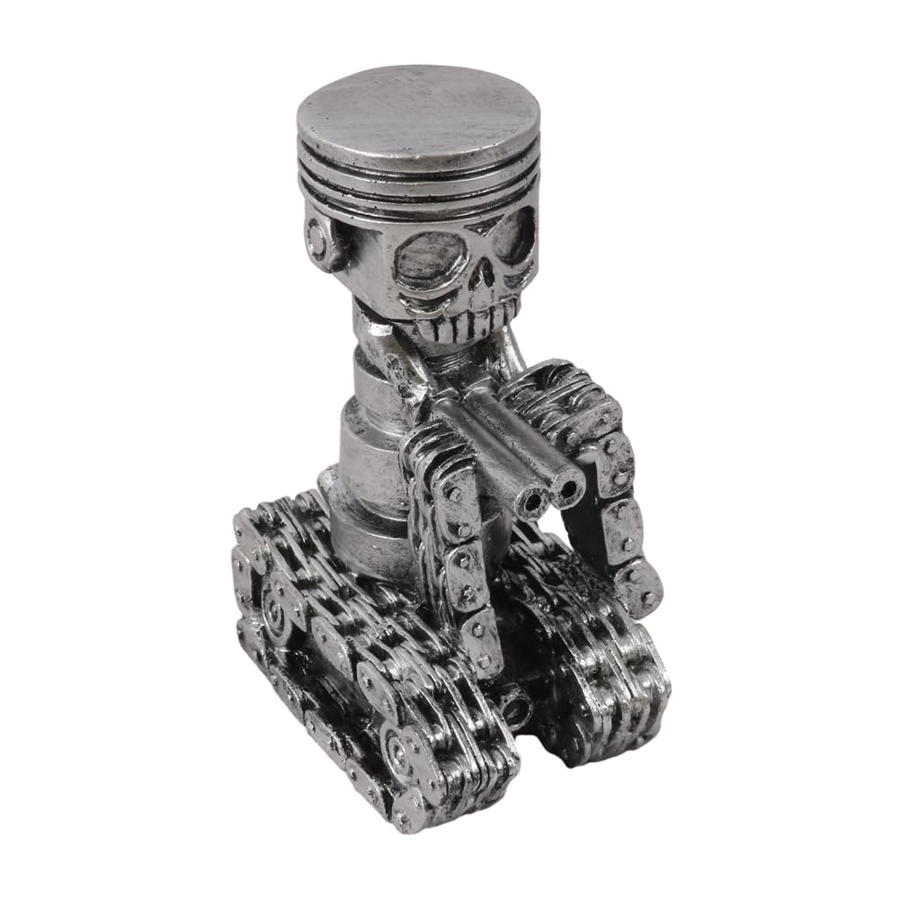 Handmade Piston Man Skull Face Art Figurine Carved Skeleton Face Sculpture Home Office Desktop Decor Ornament Easy Install Easy to Use -A