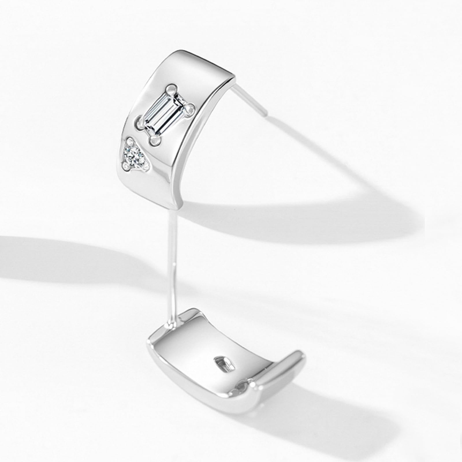 Kolczyki sztyfty białe złoto 750 585 375 damskie kolczyki geometryczne w kształcie litery C z prostokątnymi okrągłymi kolczykami Moissanite kolczyki na sztyfcie prawdziwa biżuteria na wesele