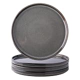 GBHOME Stoneware Plates Set of 4, 8.0 Inch Round Reactive Glaze Ceramic Small Dinner Plates,Modern D