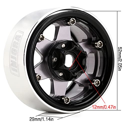 Injora 1.9 Beadlock Wheel Rim-Deep Dish Negative Offset 9.4Mm Wheels For Scx10 Pro 1/10 Rc Crawler Car Trx4 Axial Scx10 (Black&Grey) #TOP2