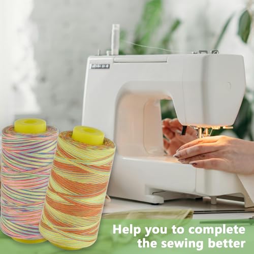 Rainbow Variegated Polyester Serger Sewing Thread, 6 Cones of 3000 Yards Each, All-Purpose for Sewing Machine, Overlock, Quilting, Hand Embroidery,40S/2
