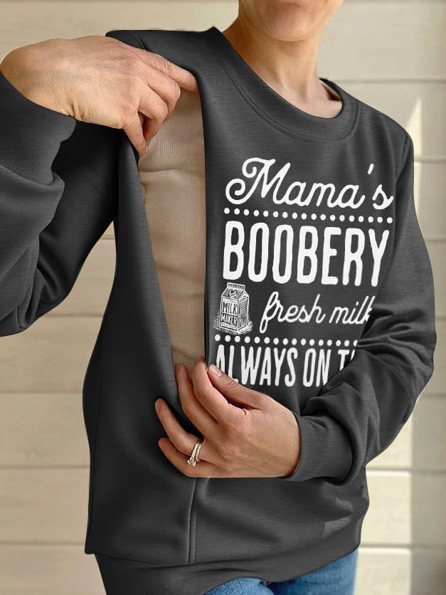 Maternity Nursing Sweatshirts for Women Friendly Zip Breastfeeding Pullover Top Mama's Boobery Print Clothes - Image 2