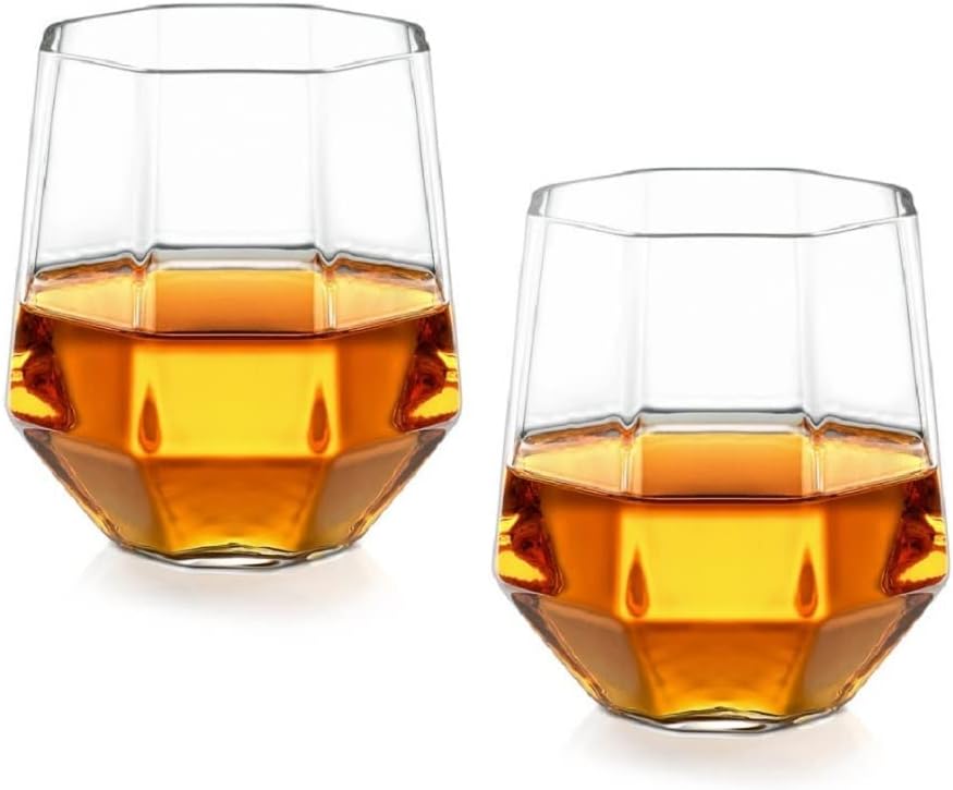 the diamond glassware Diamond Whiskey Glasses - Handmade Drink Holder for Liquor, Scotch and Bourbon - Elegant, Light, Durable - Barware Gift for Birthday, Anniversary and Father’s Day - Set of 2 - Image 4