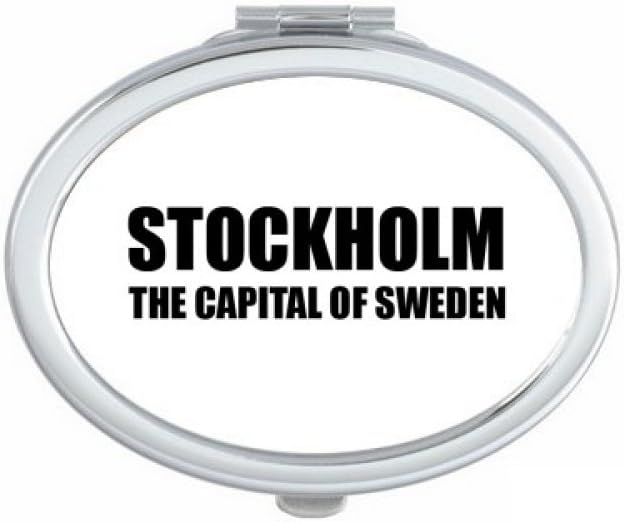 Stockholm The Capital Of Sweden Oval Mirror Portable Fold Hand Makeup Double Side Glasses