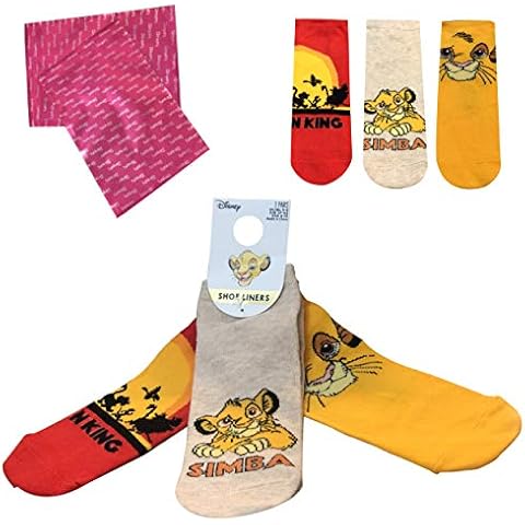 Anime Disney Socks Collection [Pack of 3] - Cotton Novelty Simba Socks - Famous Cute Character Simba from Loin King for Kids, Girls and Boys (UK Shoe Size 4-8) - in Bubblegum Gift Packaging Cover