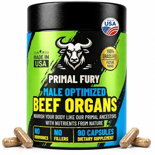 Image of Grass Fed Beef Organ Supplement for Men - Male Optimization Pills - 6 Vital Beef Organs to Drive Prostate Health & Peak Performance, Made in USA, 90 Capsules