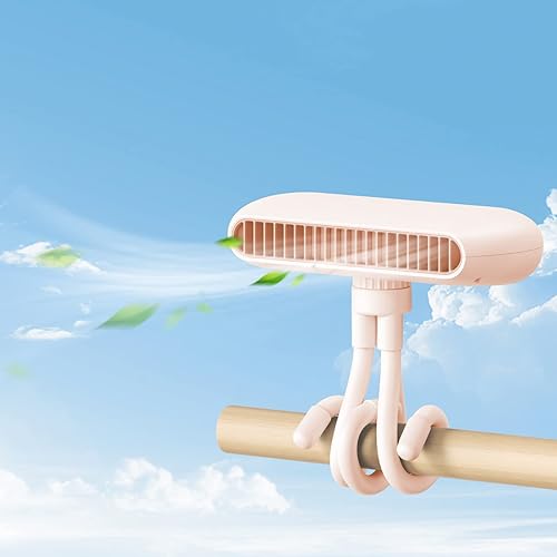 Ganwawo Ventilador de cochecito, ventilador de cochecito portátil, ventilador de trípode ajustable, mini ventilador recargable por USB, ventilador