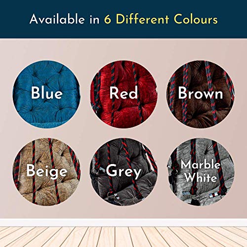 Image of Swingzy Soft Leather Velvet Hanging Swing Chair /Swing for Adult /Swing for Indoor & Outdoor /Swing Chair for Adults for Home, 200 Kgs Weight Capacity (Blue, Free Hanging Accessories, Cotton)