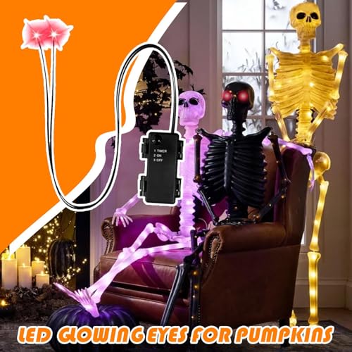 4 Stück Halloween LED Leuchtende Augen, Leuchtende LED Augen Für Skelette Mit Timer, Horror DIY Leuchtendes Augens, Für Halloween Dekoration, Masken, Totenköpfe, Kürbisse, Spinnen, Cosplay(Rot)
