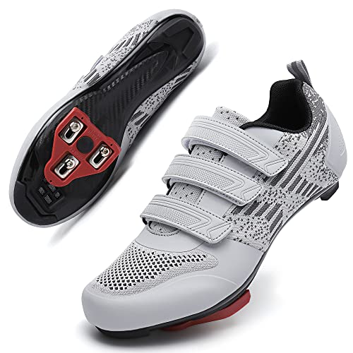 Image of Unisex Road Bike Cycling Shoes Compatible with Peloton Shimano SPD Bike Riding Shoes for Men Women, 3 Straps, Pre-Installed Delta Cleats for Indoor Outdoor Cycling Biking