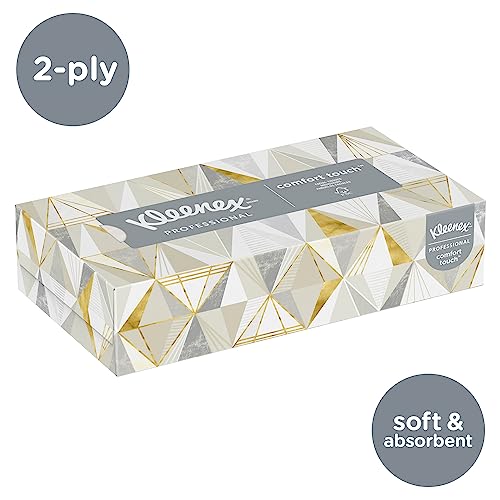 Kleenex Professional Facial Tissue For Business (03076), Flat 12 Boxes / Convenience Case, 125 Tissues / Box, 1,500 Tissues / Case, White #TOP6