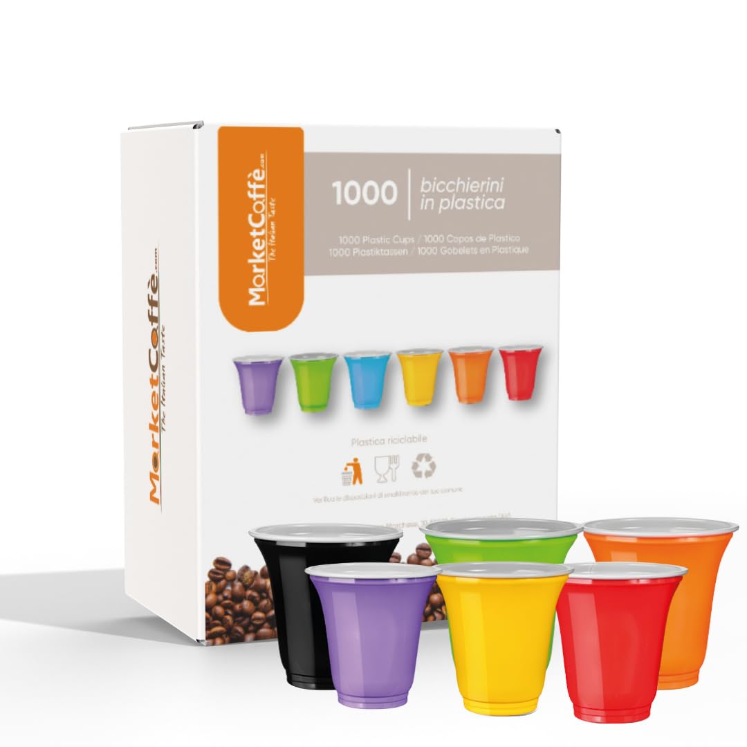 1000 Bicchierini Plastica per caffè 80cc vari colori Bar macchina caffè (Multicolor) – Ideali per uso professionale e domestico, perfetti per eventi, feste, uffici, catering e distributori automatici.