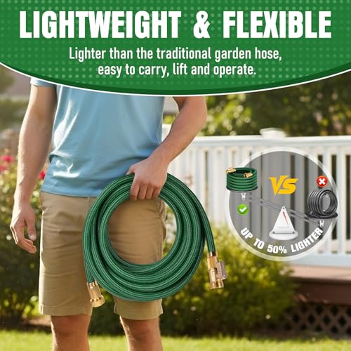 Image of Garden Hose 25 ft, Non-Expanding Lightweight Kink-Free Flexible Water Hose
