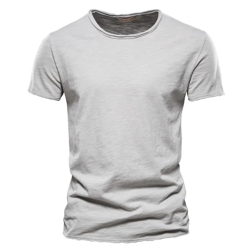 T-shirt da uomo a maniche corte in cotone girocollo sottile stretch top t-shirt tinta unita abbigliamento casual