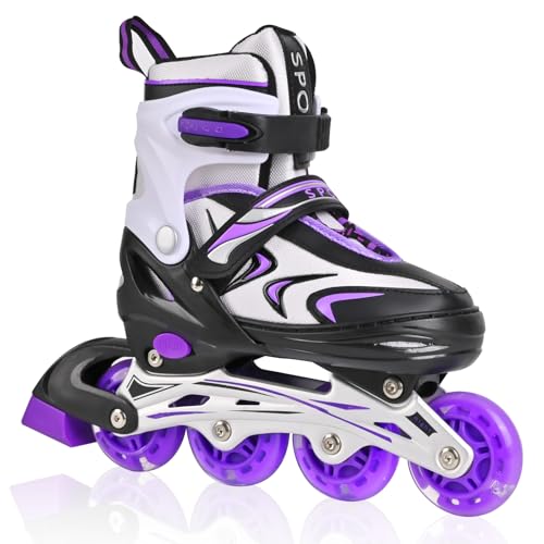 ZHUKAIKJ Kids Inline Skates for Boys and Girls, 4 Size Adjustable Inline Skates...