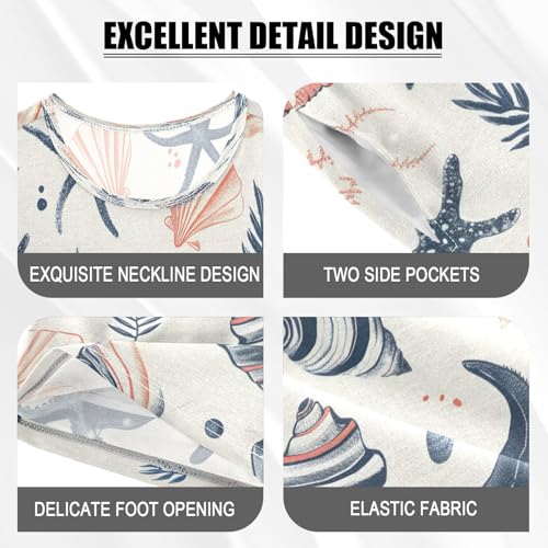 senya Short Sleeve Pajamas Sets Summer Cotton Sleepwear Sea Shells Stars4