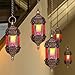 Retisee 6 Pcs Hanging Moroccan Lantern Hexagon Decorative Moroccan Candle Lantern Holders Hanging Candle Holder Indoor Outdoor for Patio Weddings Christmas Decoration