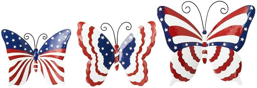 Butterfly Trio Wall Art - Patriotic