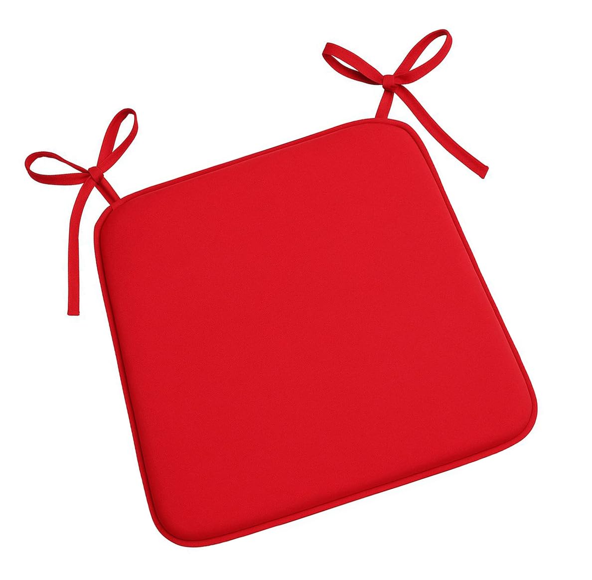Laam linen Multicolour Chair Seat Pads 38 X 38cm Non Slip Super Soft Square Chair Seat Cushions 3cm Thick Foam Filling With Ties for Home Dining Room, Office, Garden Chairpads (6, Red)