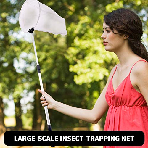 Rngeo 2 Pack Telescopic Butterfly Net, Extendable Fishing, Insect Toy Nets for Kids and Family, Aluminum Alloy (Silver Extends to 36 Inches, Blue Extends to 26 Inches, Pack of 2)