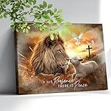 Beabalea Kunstdruck auf Leinwand mit Löwe und Lamm in 