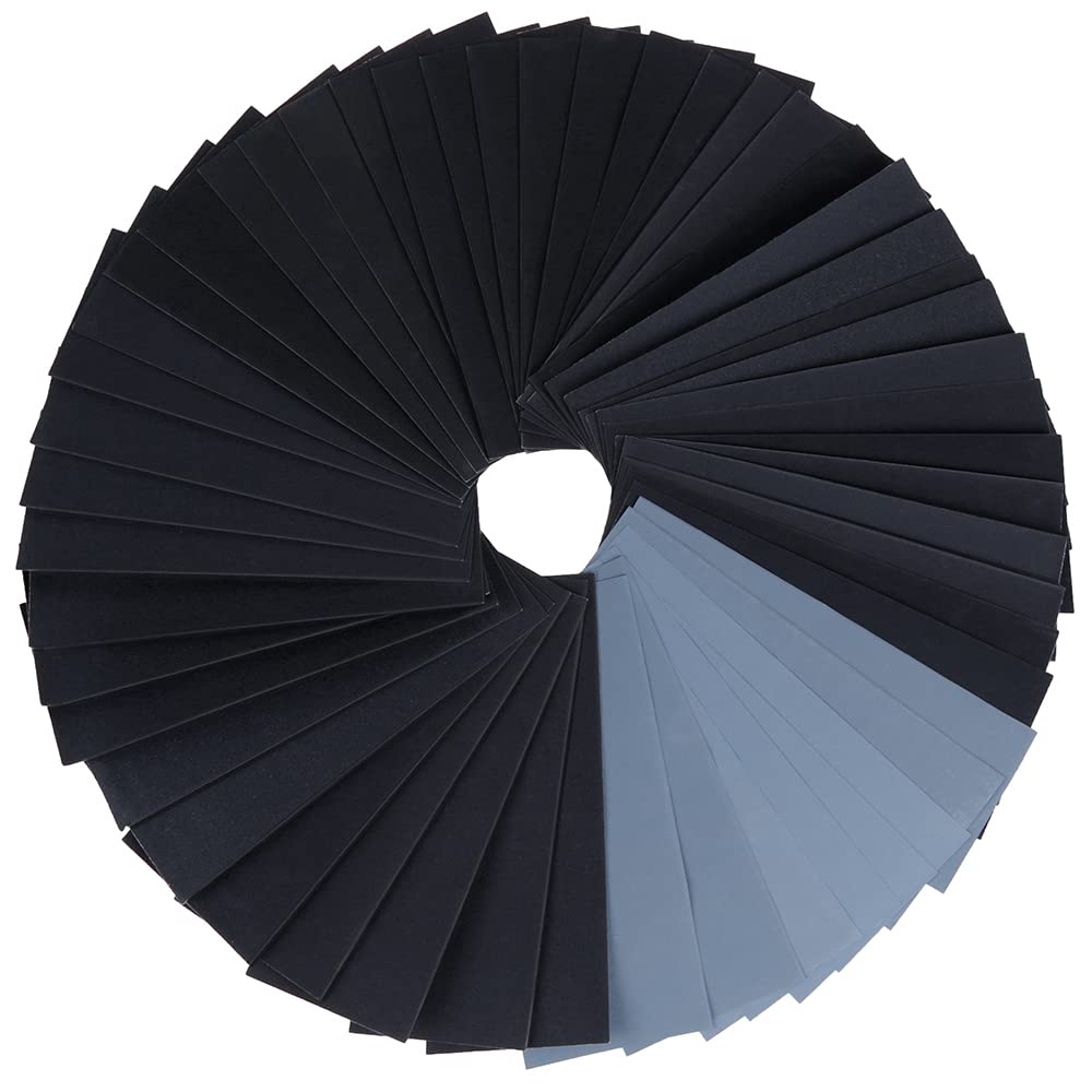 Zacro Sandpaper 51 Pcs Wet and Dry Mixed Grits Sandpaper 120 to 3000 Waterproof Sandpaper for Wood Furniture,Finishing Metal Sanding and Automotive Polishing