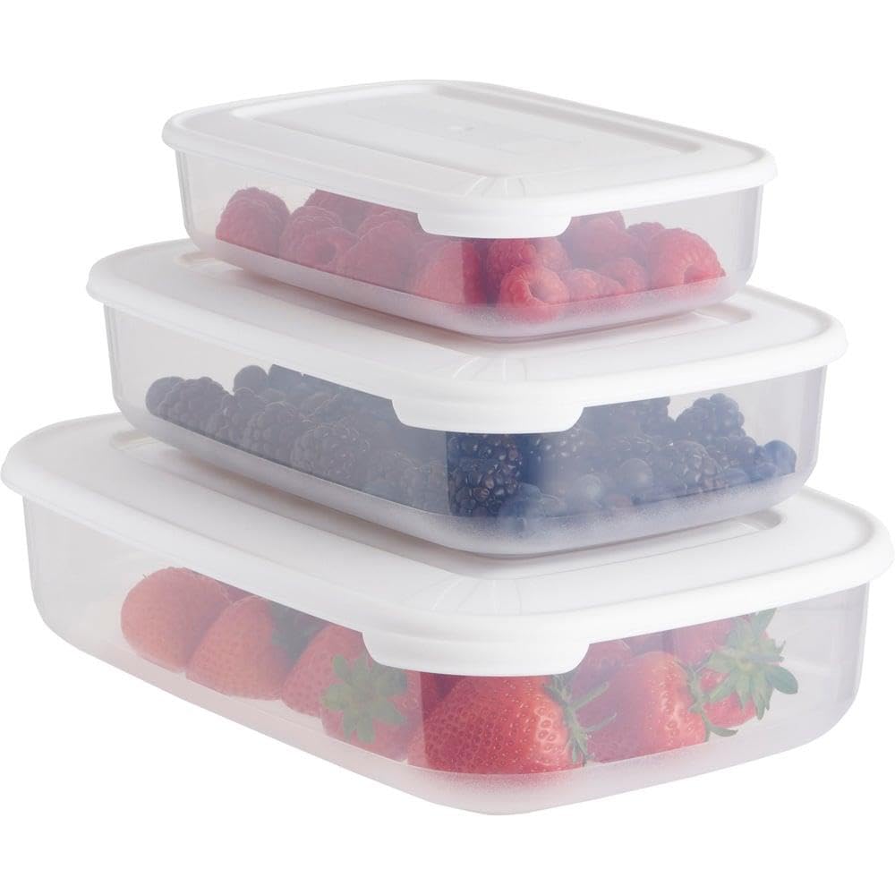Air-Locked Leak-Proof, Stackable & Airtight Fridge/Freezer Containers with Lids | Microwave and Dishwasher Safe 3-Piece Food-Storage Set, Clear | Dishwasher Safe Reusable | BPA-Free Plastic