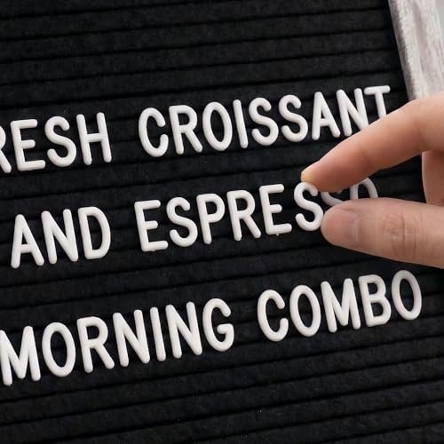Image of C CRYSTAL LEMON Felt Letter Board 10x10 Inches - 336 Letters, Numbers & Symbols - Rustic Black Message Board with Wood Frame, Wall Mount & Display Stand | High contrast Rustic Black felt board with 336 letters, wood frame, stand and wall mount for home and counter messages