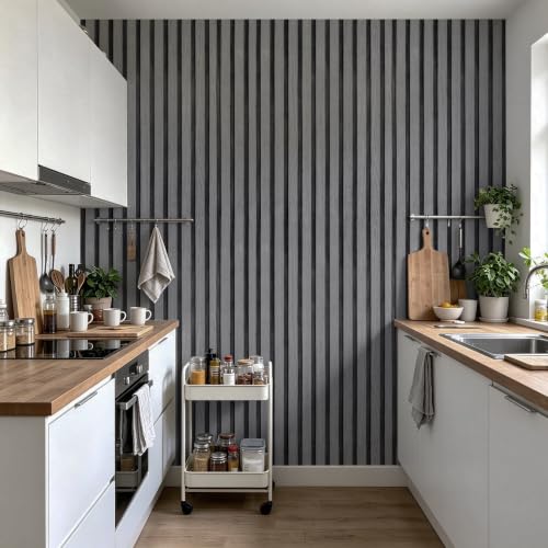 Timeet Selbstklebende Tapete 60cmx10m Grau Vintage Holzoptik – Ansicht 5