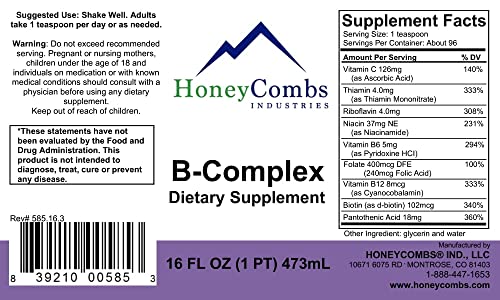 Honeycombs Vitamin B5 (Pantothenic Acid) Drops – 1 Fl Oz + Vitamin B Complex Drops – 16 Fl Oz #TOP3