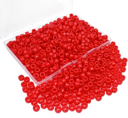 Amaney Red Pony Beads 6x9mm Acrylic Beads 500pcs for Jewelry Making