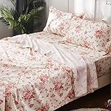 Brandream Shabby Floral Bed Sheet Set 100% Cotton Sheets Set 4pcs-Queen Size