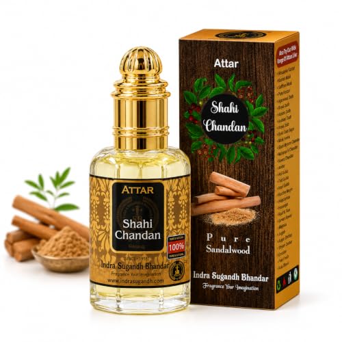 Image of INDRA SUGANDH BHANDAR Attar For Men Real Shahi Sandalwood Long-Lasting Chandan Ittar for Men Itra Itar Roll On Pack(12 ml)