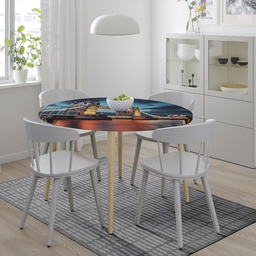 Nappe ronde imprimée Tower Bridge imperméable élastique table