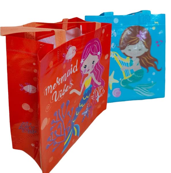 AMANVANI Mermaid Gift Carry Bags - Medium Size Unicorn Theme Party Goodies Bag/Birthday Return Gifts Bag for Boy/Girls,Mermaid Bag (Pack of 6 Piece)