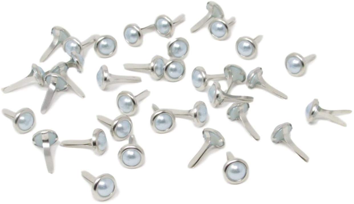 Syntego Blue Round Pearl Brads – 100-Piece Set – Elegant Scrapbooking & Cardmaking Embellishments For Weddings, Invitations, Journals, And Diy Crafts